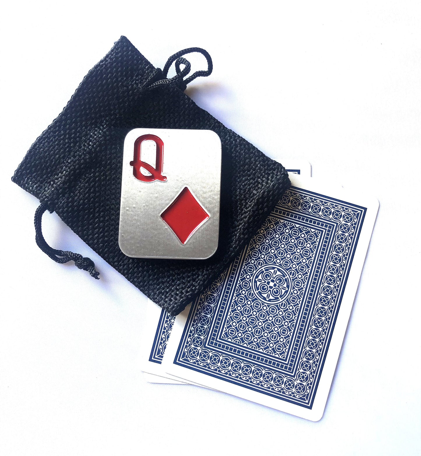 Queen poker card guard protector, spade, heart, club, diamond with storage bag