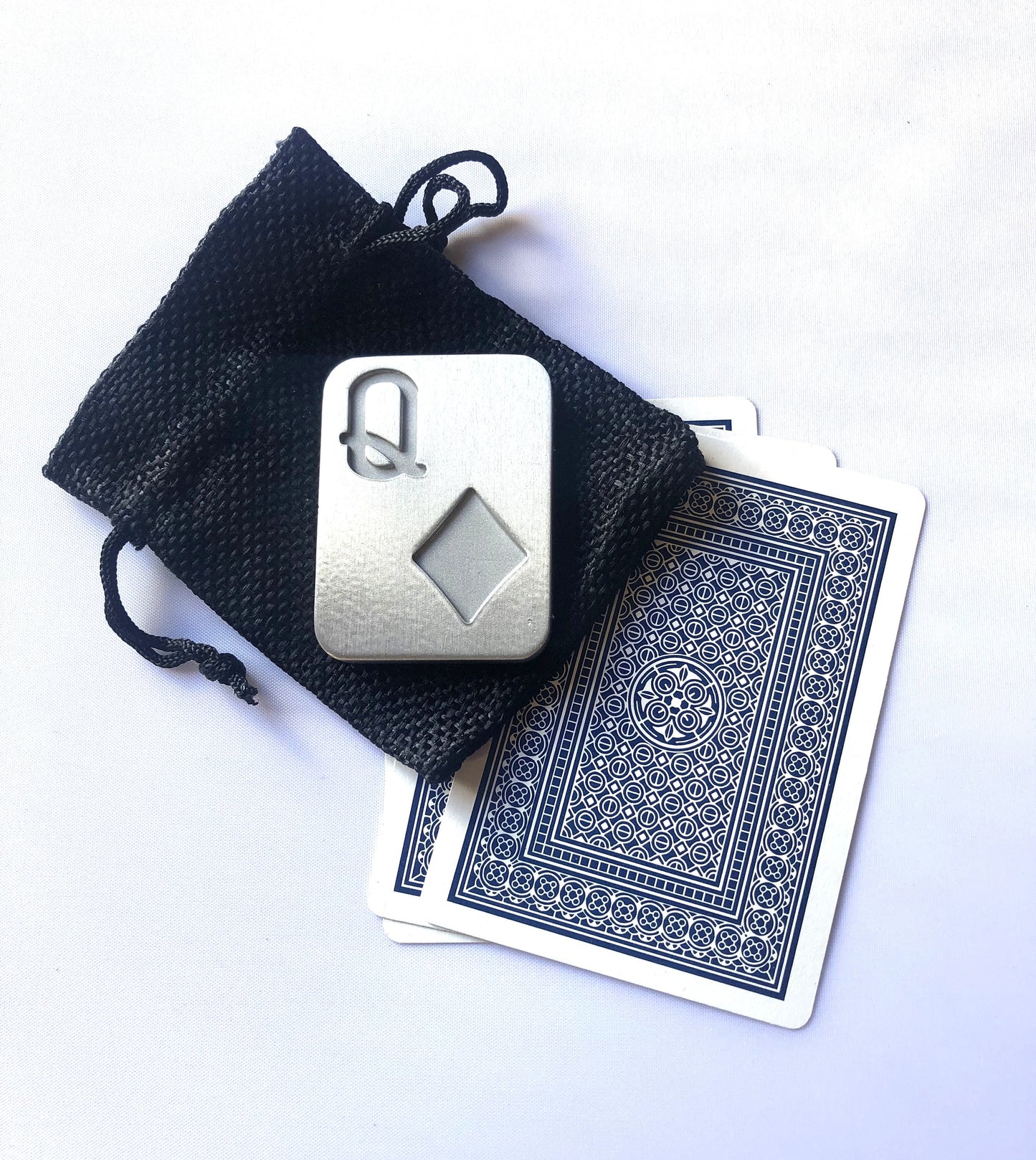 Queen poker card guard protector, spade, heart, club, diamond with storage bag