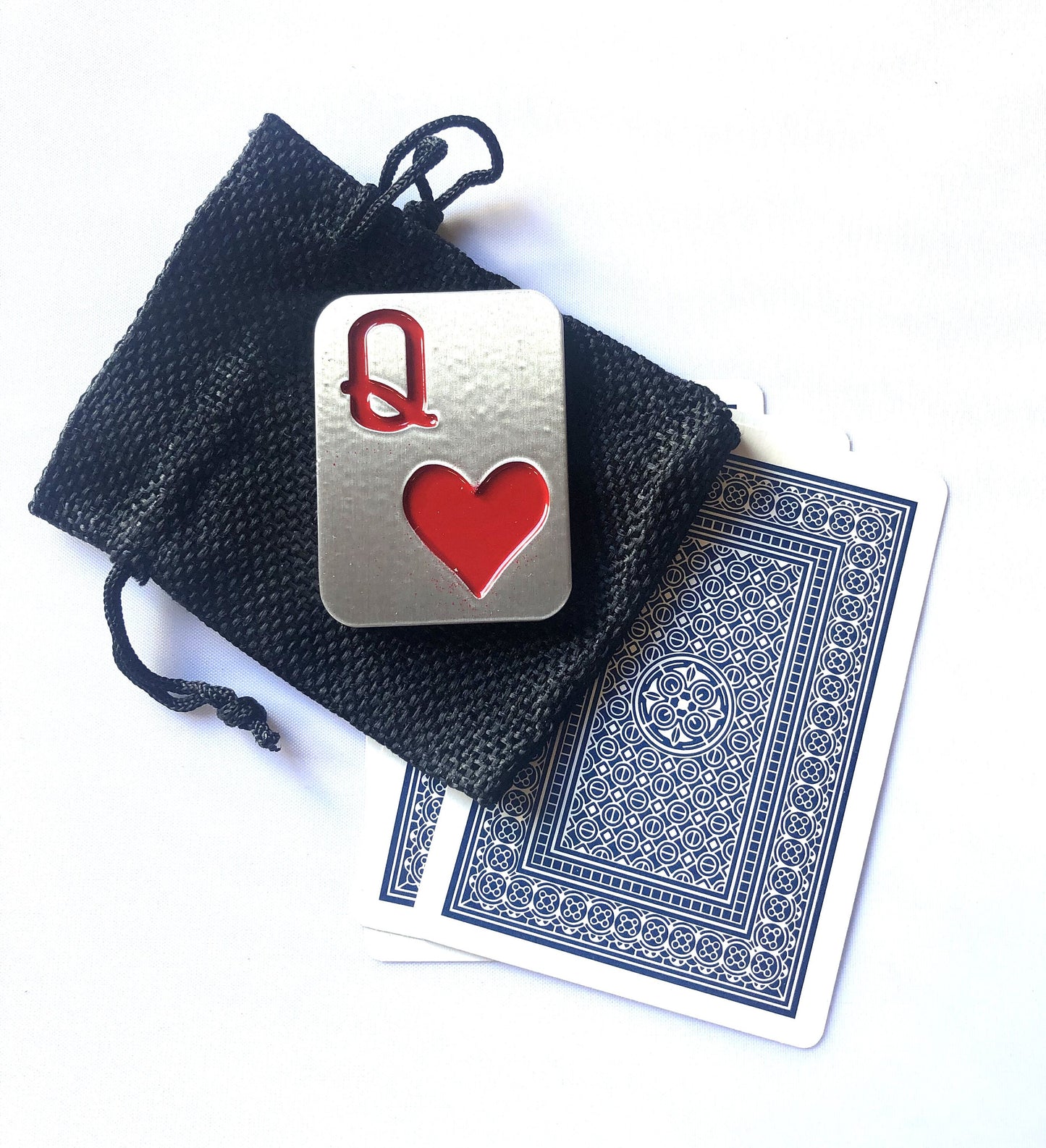 Queen poker card guard protector, spade, heart, club, diamond with storage bag