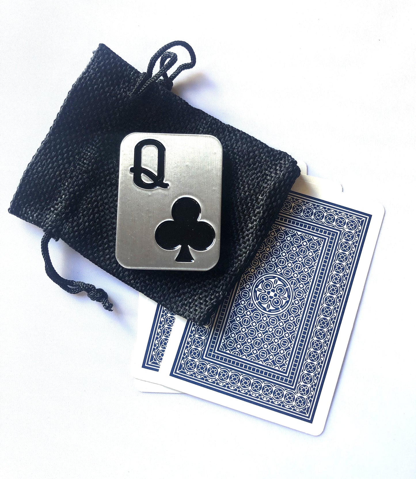 Queen poker card guard protector, spade, heart, club, diamond with storage bag