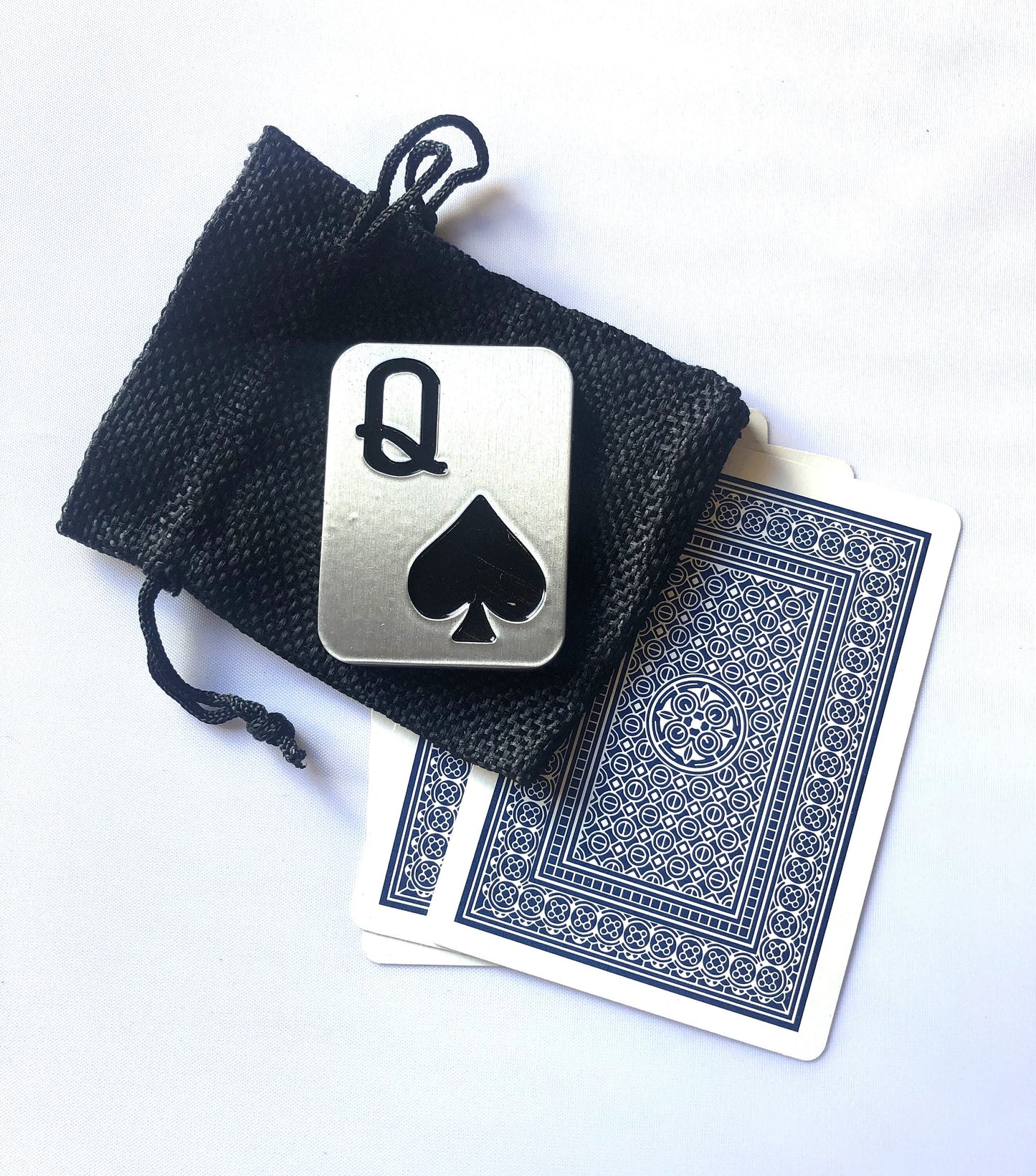 Queen poker card guard protector, spade, heart, club, diamond with storage bag