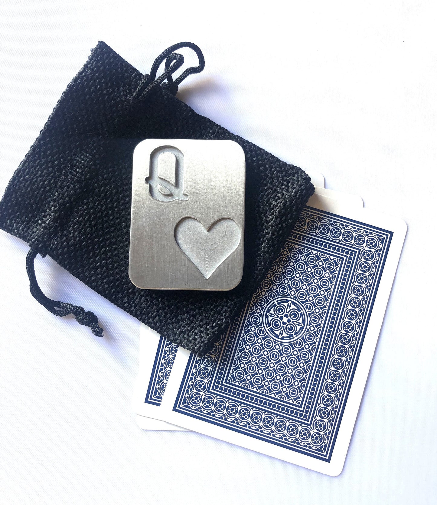 Queen poker card guard protector, spade, heart, club, diamond with storage bag