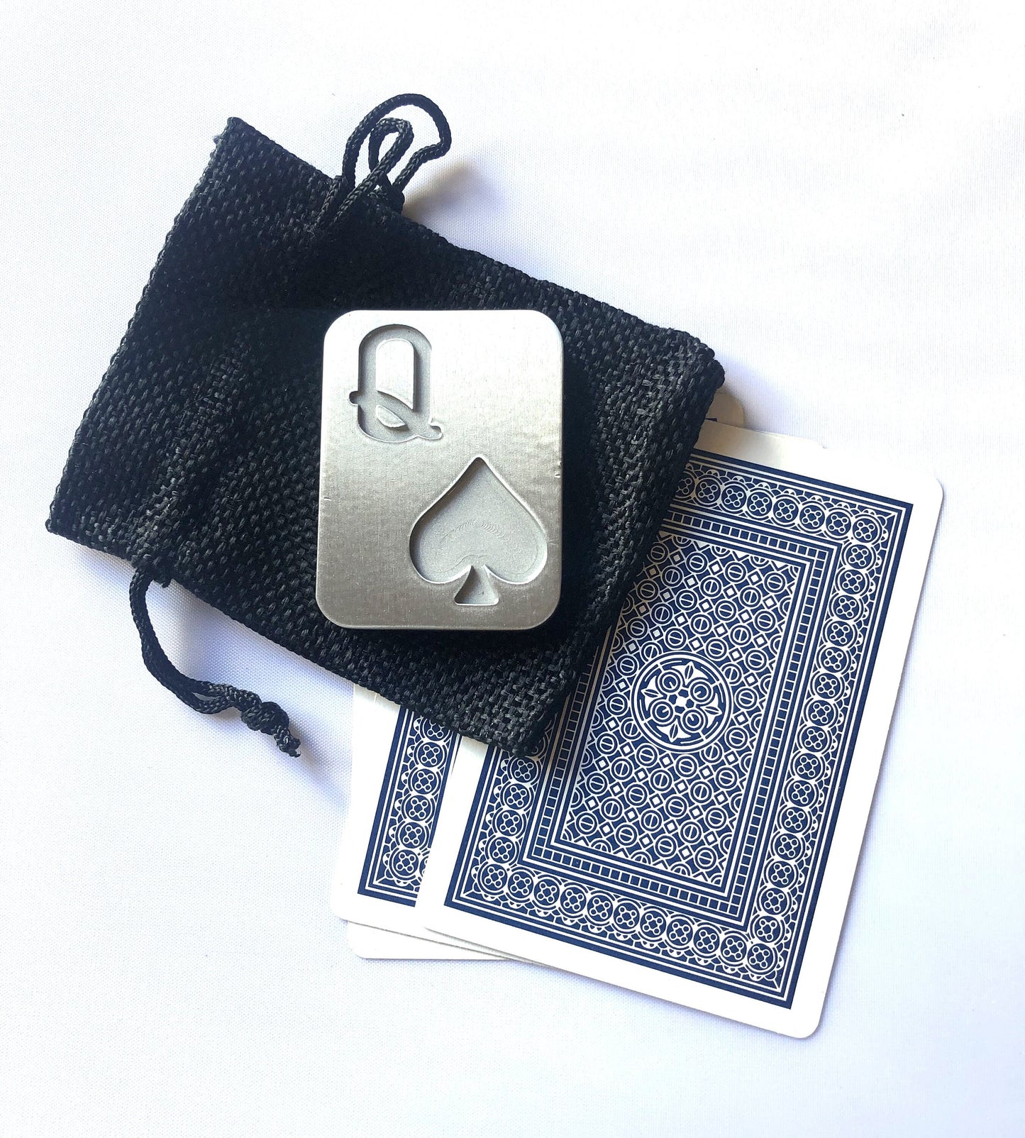 Queen poker card guard protector, spade, heart, club, diamond with storage bag